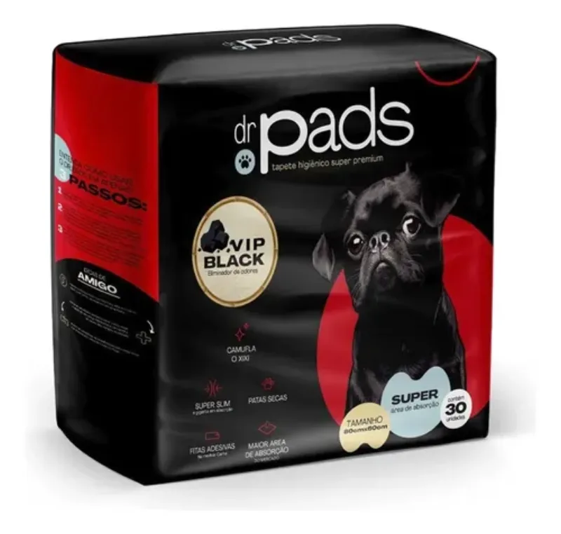 Dr. Pads VIP Black Absortec, 80 × 60 cm, paquete de 30 paños